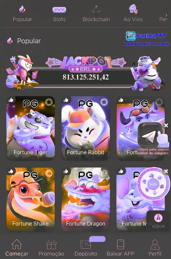 Aplicativo Partida777 para jogos online no celular